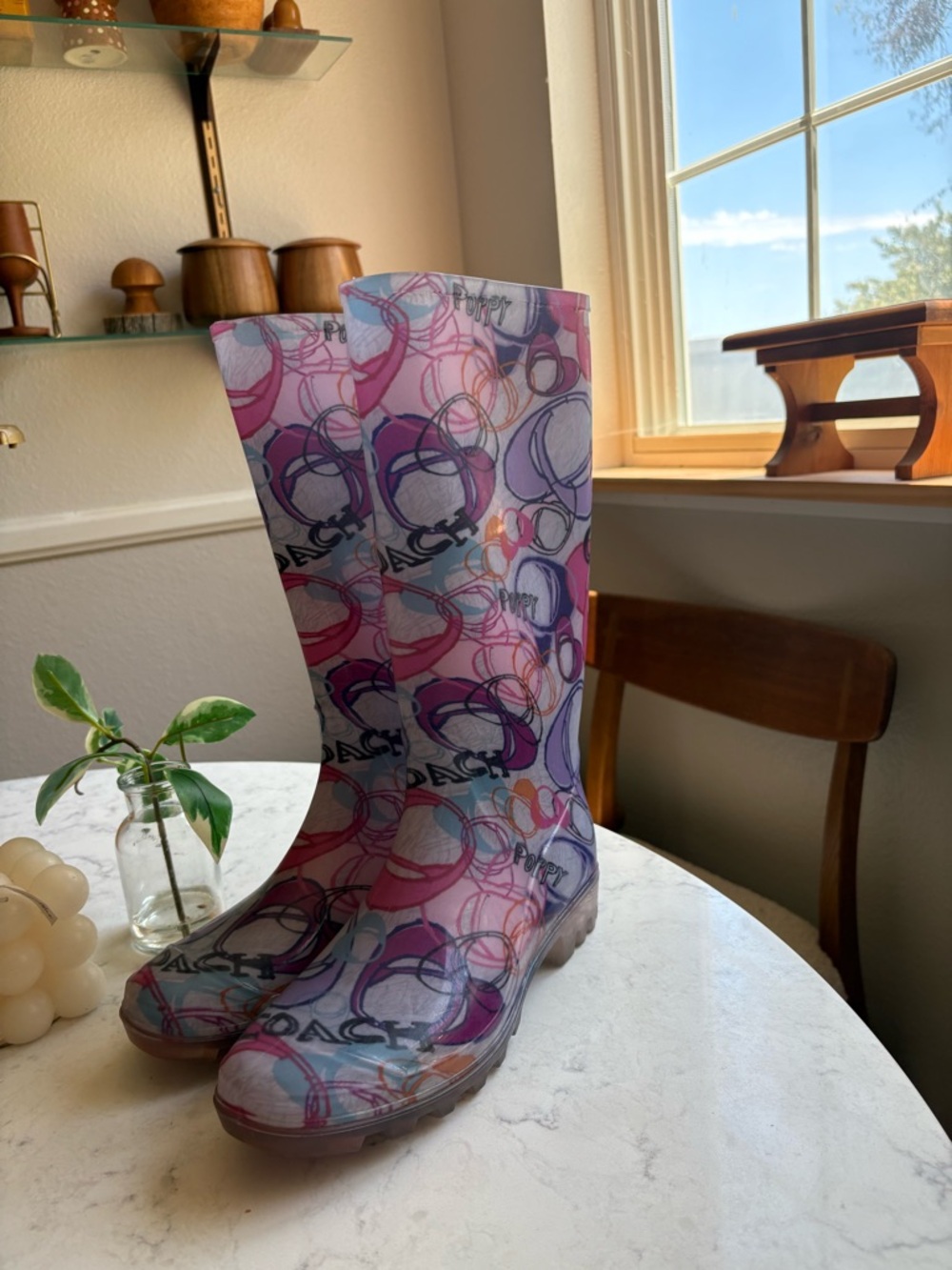 Coach Colorful Signature Logo Rain Boots 8
